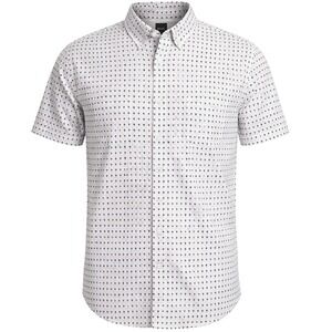 Hugo Boss Slim Fit Short Sleeve Palm Print Shirt Mens M White Navy 00847